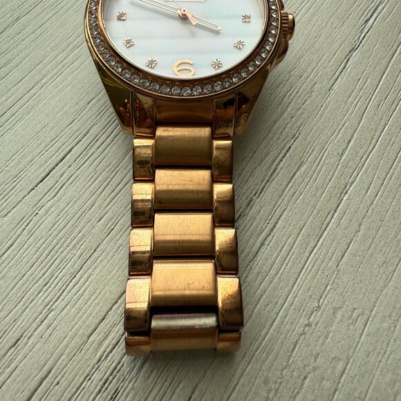 Coach Tristen Rose Gold Plated Stainless Steel Crystal Mother of Pearl Watch - Picture 10 of 14